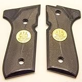 Replacement for Beretta 92 Pistol Grips - Ebony Wood, Double Diamond Carving, with 24K Gold Emblem, for Beretta 92FS, 92, 92F, 92A1, 92FS INOX, 92G, 92D, 96, 96D, 96A1, M9, M9A1 Grips
