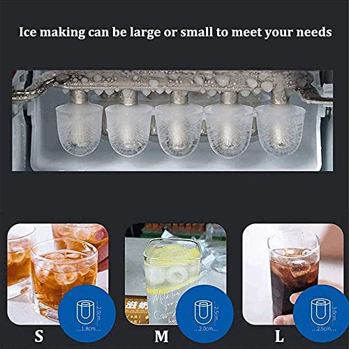 Fabricadora de hielo de acero inoxidable para mostrador, hielo en cubos listo en 6 minutos, función de autolimpieza, pantalla LCD, capacidad de 3,2 litros con cucharón y canasta miniatura 7
