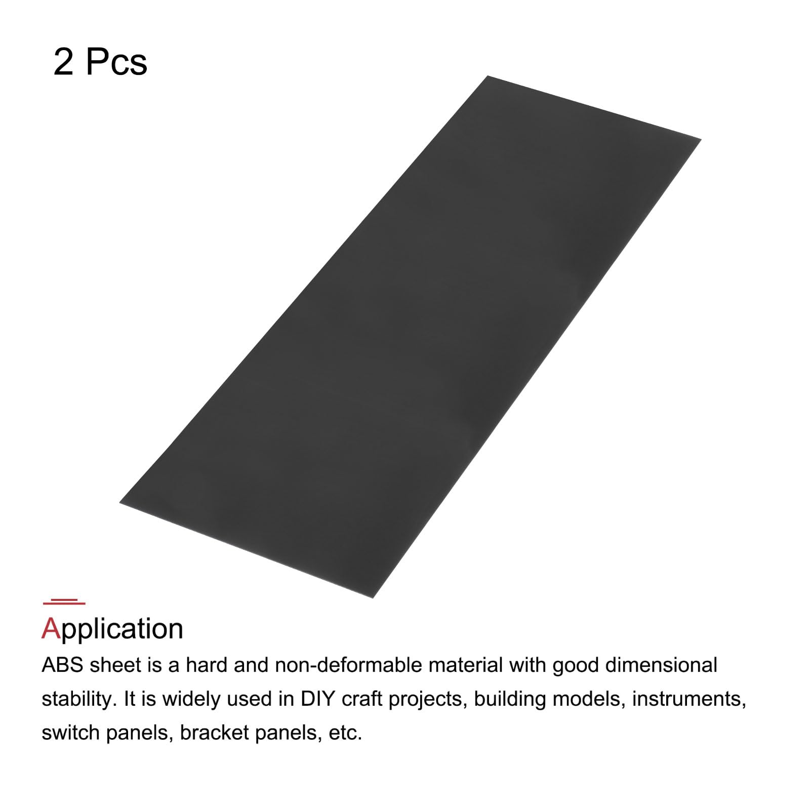 sourcing map Foglio di plastica ABS, 91,5 x 30,5 x 0,2 cm, fogli di stirene ABS, per modellismo edilizio fai da te, pannello nero, 2 pezzi