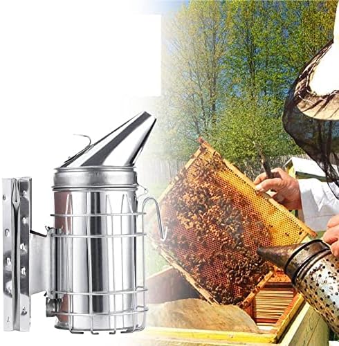 4x10 inch Iron Bee Hive Smoker with Heat Shield, Beekeeping Equipment for Starter Beekeeper Beehive Smoker
