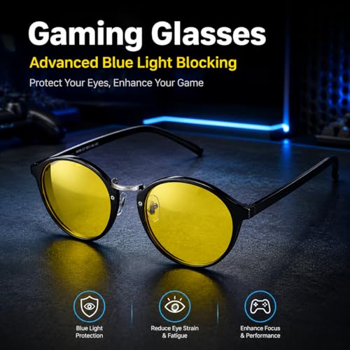 Image of Cyxus Yellow Gaming Blue Light Glasses for Men Women Reduce Eye Strain 8065Y01