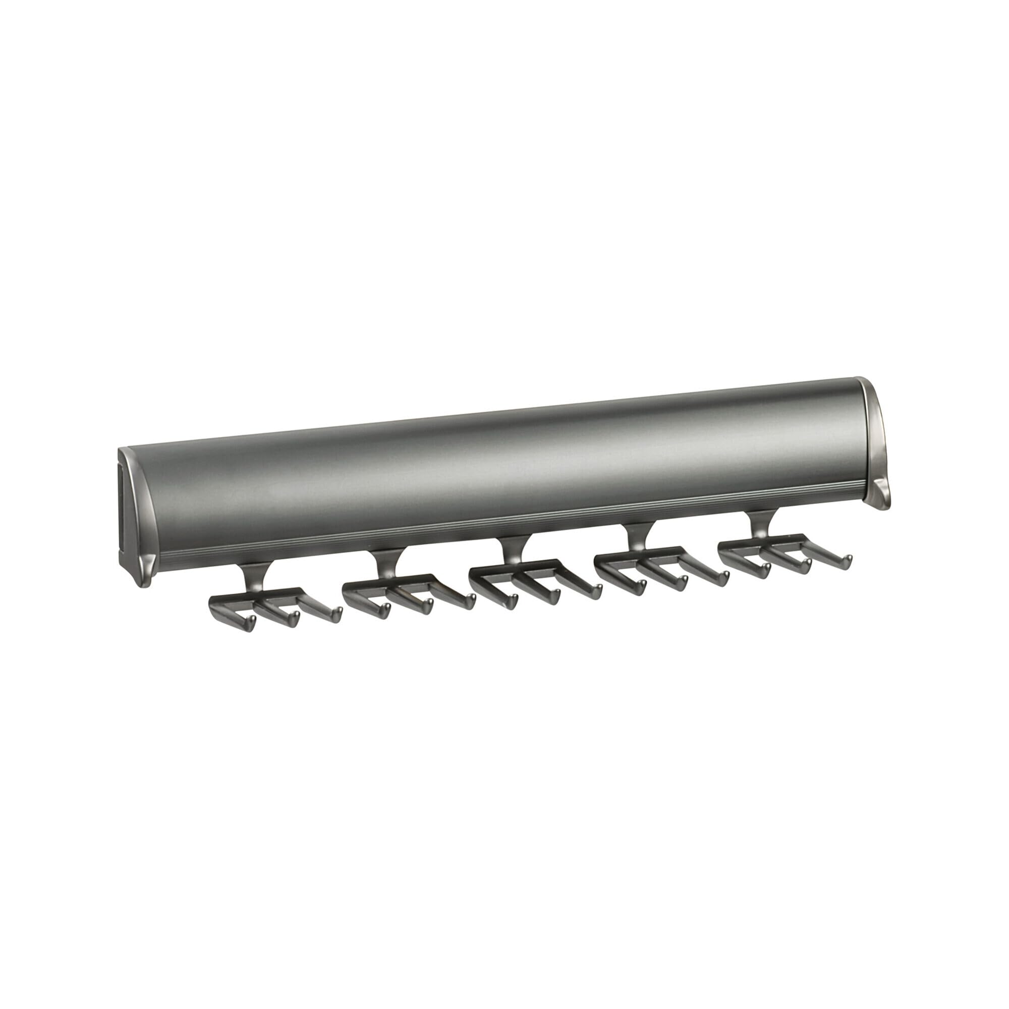 Brixwell QIK4-001 Tie Rack, 15 Hook with Full Extension Slide Slate Finish
