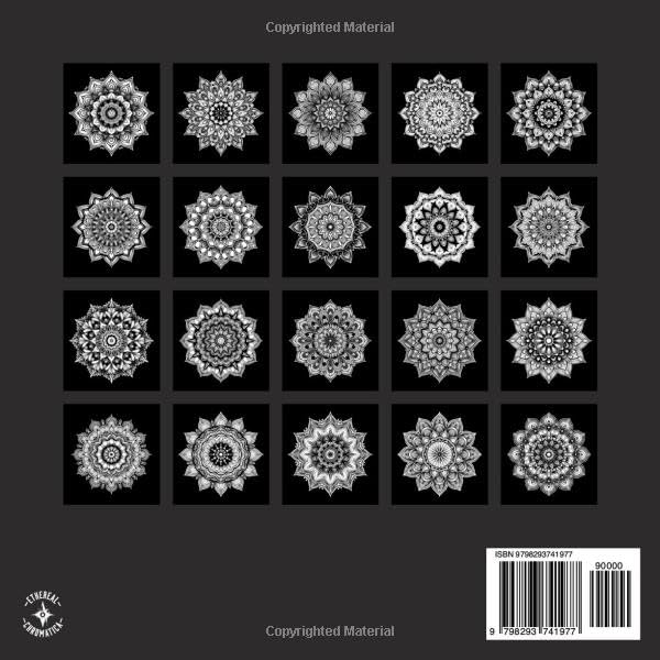 50 Black Background Mandalas Coloring Book: Aesthetic Adult Coloring Book for Anxiety Relaxation and Stress Relief image 3