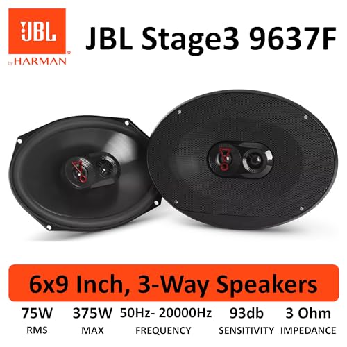 JBL Stage3 9637F 3-Wege Auto Lautsprecher Set von Harman Kardon ohne Gitter - 375 Watt KFZ Ovale Autolautsprecher Boxen - 6' x 9' (152 mm x 230 mm)