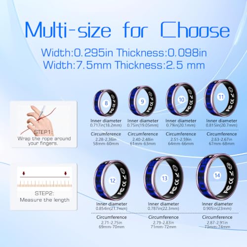 Image of Smart Ring for Women & Men, Fitness & Health Tracker with Display Screen, IP68 Waterproof Smart Rings for Health Monitoring, Fitness Tracker Ring with Call Notification, No App Fe