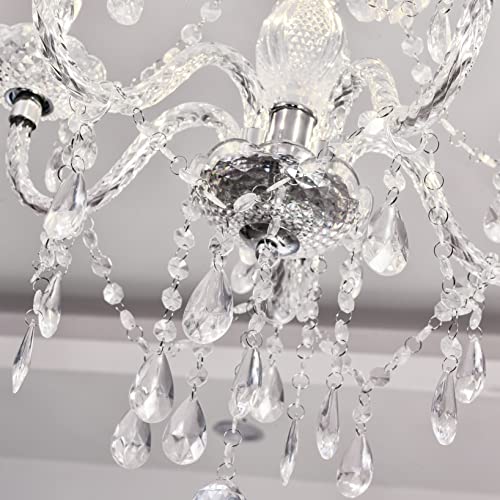PAPAYA Plug-in 5 Light Crystal Hanging Pendant Lights Acrylic Chandelier with Clear Cord & On/Off Switch H19 D19.7 for Kitchen Island Girls' Room Dining Area Laundry Pavilion. - Image 9