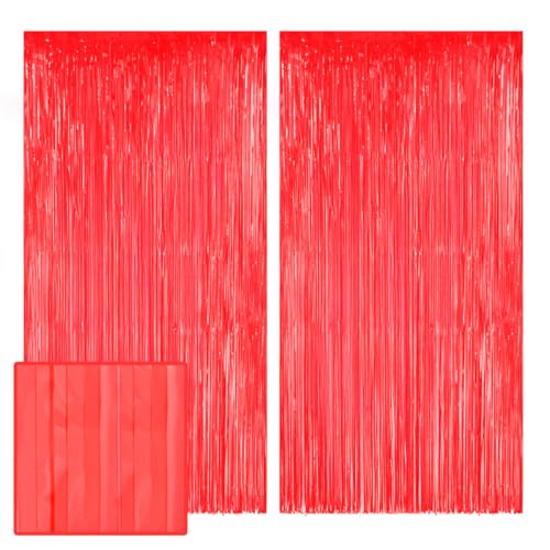 Image of xo, Fetti Cherry Red Party Curtain - Set of 2 | Bachelorette Fringe Decorations, Cute Birthday Photo Booth, Party Backdrop, Scarlet Bday Supplies, Valentines Streamers, Galentines