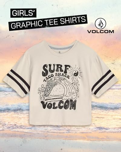 Image of Volcom Girls Shirts - Casual Crewneck Short Sleeve Graphic Tee Trendy Tops - Breathable Girls Summer Clothes