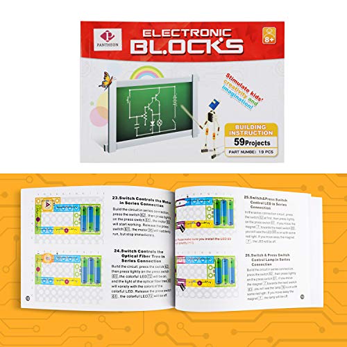 PANTHEON Circuits for Kids STEM Science Electronic Circuit Kit Toy - 600 Projects for Age 8 9 10 11 12 to 15 Year Old - 64 Pieces - Thumbnail 4