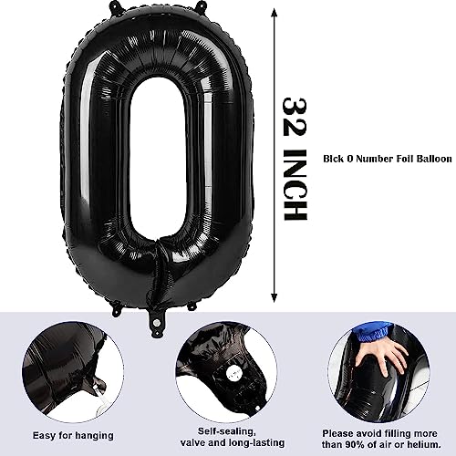 Image of Rozi Decoration 30 Number Black 32 Inch Foil Balloons for Birthday Decorations, Happy Anniversary Decorations, Graduation Party Decor, Achievement Celebration Pack of 2 Pcs
