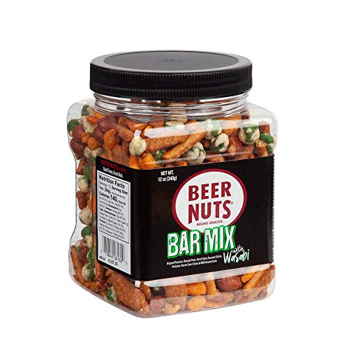 BEER NUTS Bar Mix w/Wasabi - Pretzels, Cheese Stix, Sesame Stix, Insane Grain & Wasabi Peas - 12oz...