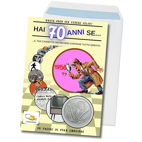 B3AL Libretto 70 anni 1956 – 20 pagine di ricordi e curiosità – con busta – regalo vintage A4 – disponibili anche per 50 anni – made in Italy (70)