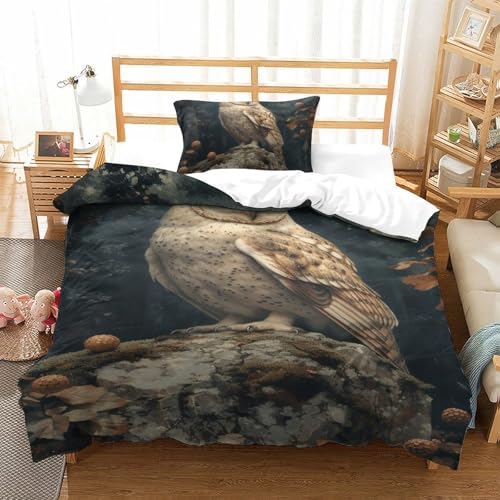 Linge de lit chouette blanche ensemble de literie microfibre 135x200 - 2