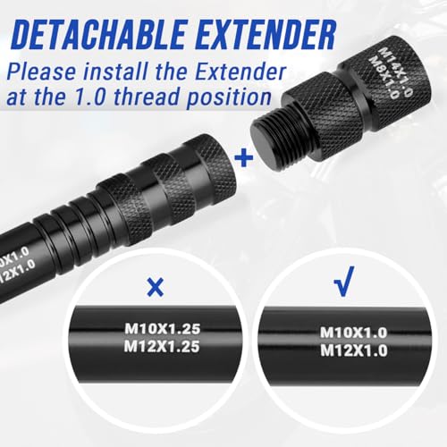 Image of 6 in 1 Fork Damper Rod Bleed Tool M10 x 1.0 /1.25 M12 x 1.0 /1.25 M8 x 1.0 M14 x 1.0 Motorcycle Fork Damper Rod Bleed Repair Tool (Black)