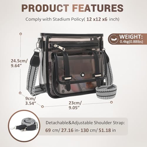Clear Purse, PVC Clear Crossbody Bags for Women Heavy Duty Transparent Bag for Stadium Events See Through Concert Bag3