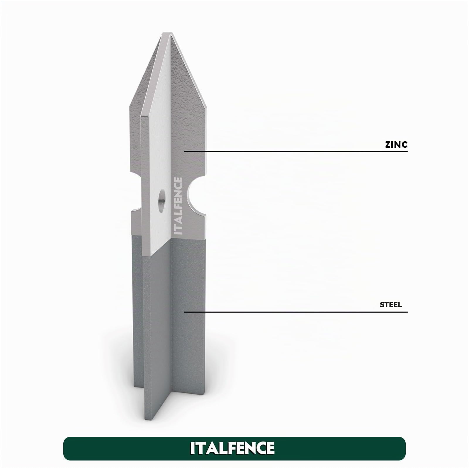 Set de 5 postes T para cercado en hierro galvanizado [H175cm, 30x30x3mm]