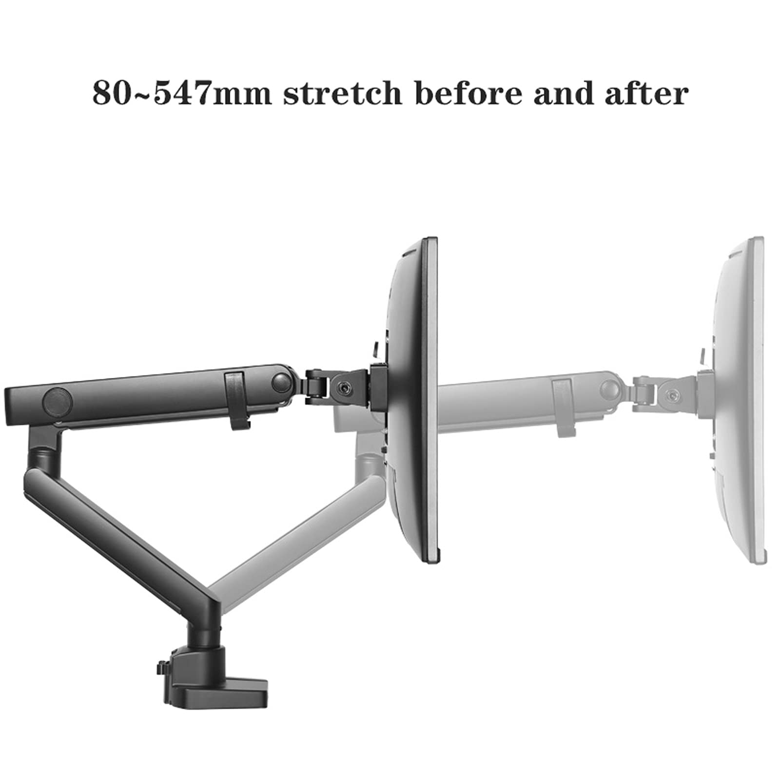 Monitor Arms Single Monitor Stand Arm Height Adjustable Monitor Stand Mount with Mechanical Spring Monitor Desk Mount for 17"-35" Screen, V(Black