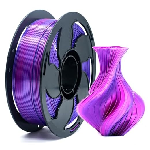 1.75mm PLA Filament Silk Dual Bi Color Purple Fuchsia, Coextrusion 3D Printer Filament with Shiny Silk Rainbow, 1kg (2.2lbs) Spool Neatly Wound Smooth Color Transition 3D Printing Rods