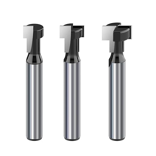 Juego de brocas para enrutador con ranura en T, vástago de 14 pulgadas, herramienta de carpintería de diámetro de corte de 516, 38, 12 pulgadas, 3