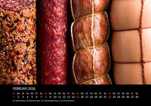 Edition Seidel Premium Kalender Fleischeslust 2026 Format DIN A3 Wandkalender Fleisch Lust Steak Wurst Hamburger garantiert vegetarierfrei