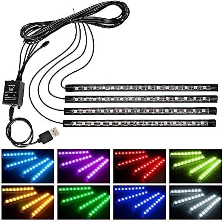 Amazon | wsiiroon 車 60LED RGB テープライト USB式 車内装飾用