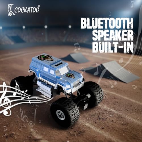 Image of Cockatoo-Kids Trailblazer 2WD Rechargeable Remote Control Car with App & Remote, Off-Road Monster Truck Toy for Boys Girls, Nitro Boost, Shock Absorber, Bluetooth Speaker, Fast USB Charging, Blue