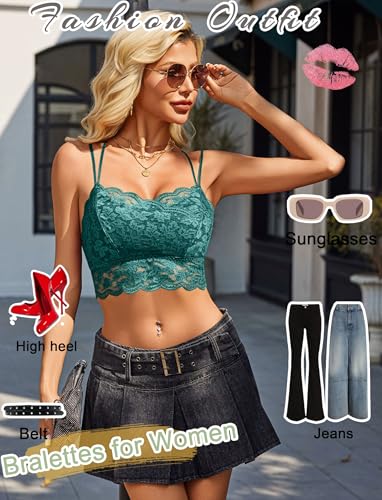 Image of Avidlove Bralettes for Women Lace Camisole V Neck Double-Layered Adjustable Strap Tank Cami Crop Top