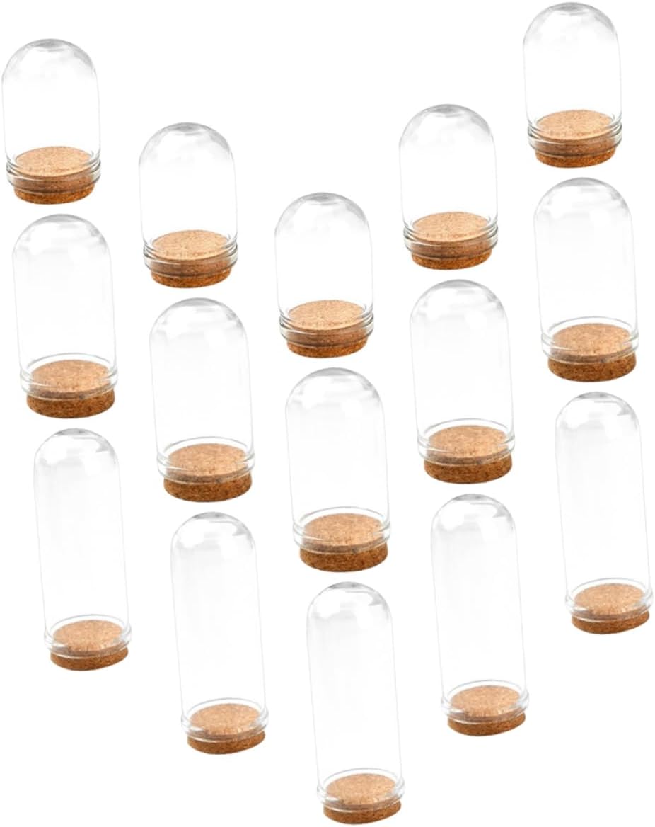 Mobestech 75pcs Mini Glass Cloche with Wood Base for Tiny Flower Display Elegant Dome Centerpiece for Home Decor for Valentine Day Landscape Arrangement
