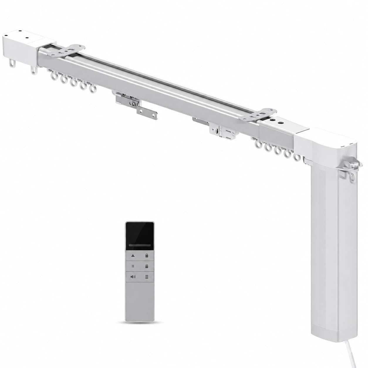 Boulet Rail Rideau motorisé Batterie Rechargeable Extensible 230-400cm – Télécommande – sans Fil – 20kg – Aluminium