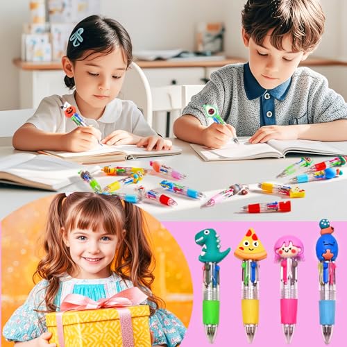 24Pcs Mini Multicolor Pens in One 4-in-1, Cute Pens Bulk for Party Favors and Birthdays, Delightful Ballpoint Pen Back To School Gifts Classroom Student Prizes - Image 5