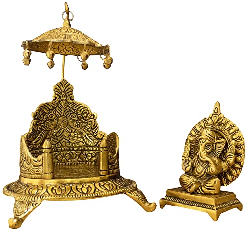 Image of Spillbox Traditional Oxidised Brass Sinhasan Mukali with Ganesha God Idol