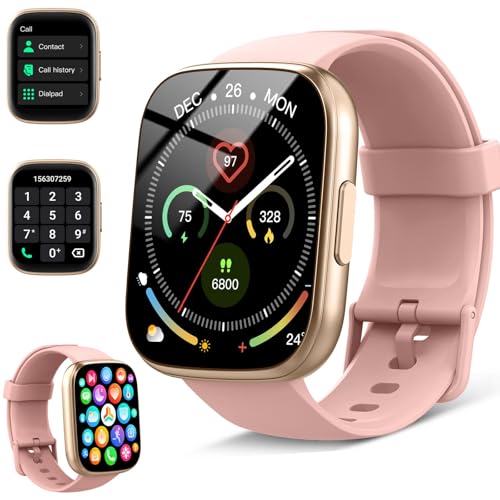 Smartwatch Uomo Donna con Effettua o Risposta Chiamate, 1.95' Orologio Smartwatch Contapassi/Cardiofrequenzimetro/Sonno, 110+ Modalità Sportivo Fitness Tracker, IP68 Smart Watch Android iOS, Oro Rosa