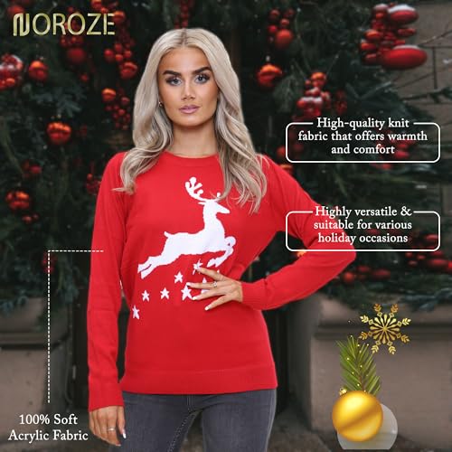 Jersey de Navidad para mujer pullover de punto elástico manga larga 4