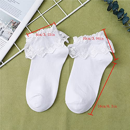 Image of Women's Ruffle Anklet Socks - Breathable Cotton Crew Socks in Solid Colors