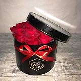 Flores Frescas Online Black Box Roses Caja de Luxe con Rosas Preservadas (Rojo, 14)