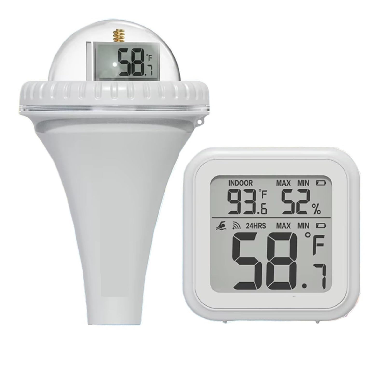 Bezprzewodowy Pływający Termometr Basenowy IPX7 Wodoodporny Monitor Temperatury Wanny Basenowej 360° Wyświetlacz LCD Czujnik Temperatury Dokładny Pomiar