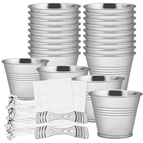 Minterest 24PCS Candle Tins, 2 oz Candle Containers + 50PCS Candle Wicks + 50PCS Candle Wick Stickers