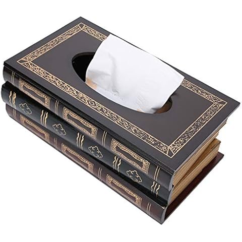 HERCHR Dispensador de Pañuelos de Madera en Forma de Libro Cover