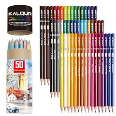 KALOUR Matite Colorate, Set da 50 Colori, Cuore Morbido per Artisti con Colori Vivi, Ideale per Sovrapposizioni, Sfumature e Ombreggiature, Matite Colorate per Adulti e Principianti