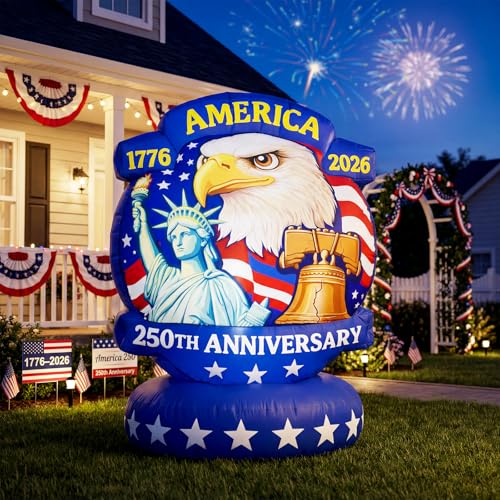 5FT Patriotic America 250th Anniversary Inflatable, 1776–2026 Bald Eagle Blow