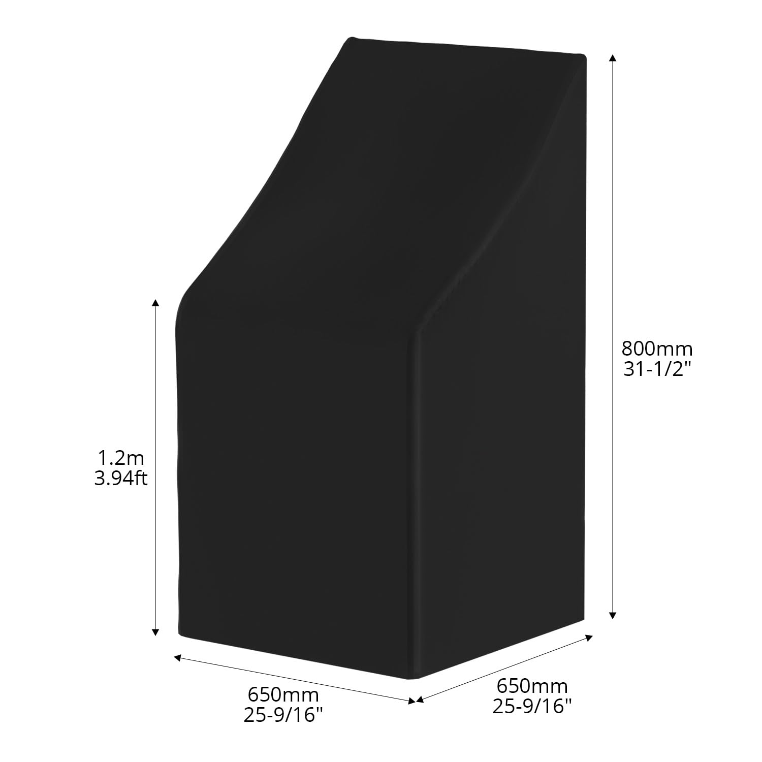 QWORK® Pokrowiec na krzesła ogrodowe, osłona UV i odporna na wodę do krzeseł układanych w stos, 65 x 65 x 80/120cm Pokrowiec na krzesło ogrodowe