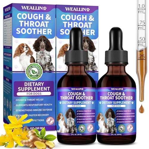WEALLIN Dog Cough Treatment Support for Dogs - Dog Cough Care Natural Solution for Cough Natural Dog Cough Supplement Herbal Drops Support for All Breeds - 120 ml/4 Fl Oz