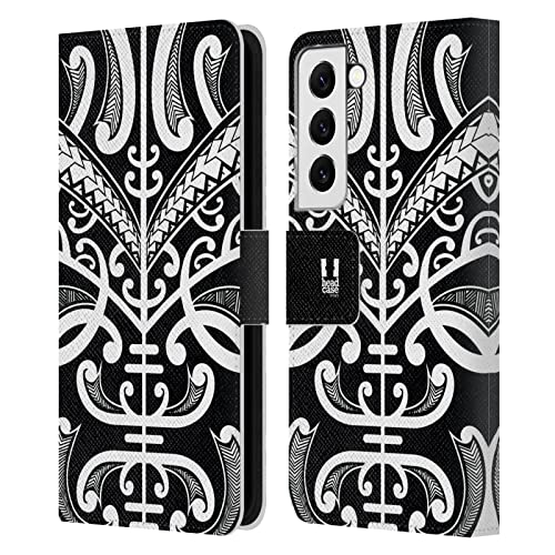 Coque portefeuille Samsung S22 5G avec rangements cartes et motif tatouage samoan
