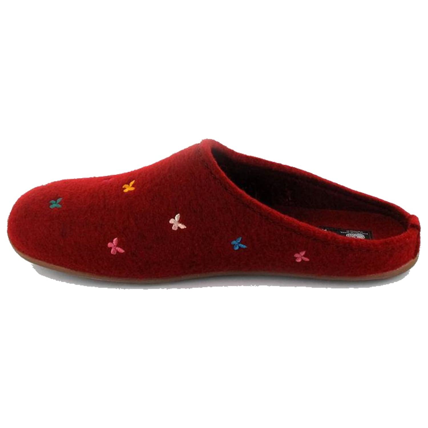 HAFLINGER Fafalline Wool Felt Butterfly Motif Womens Slip On Mule Slippers Unisex
