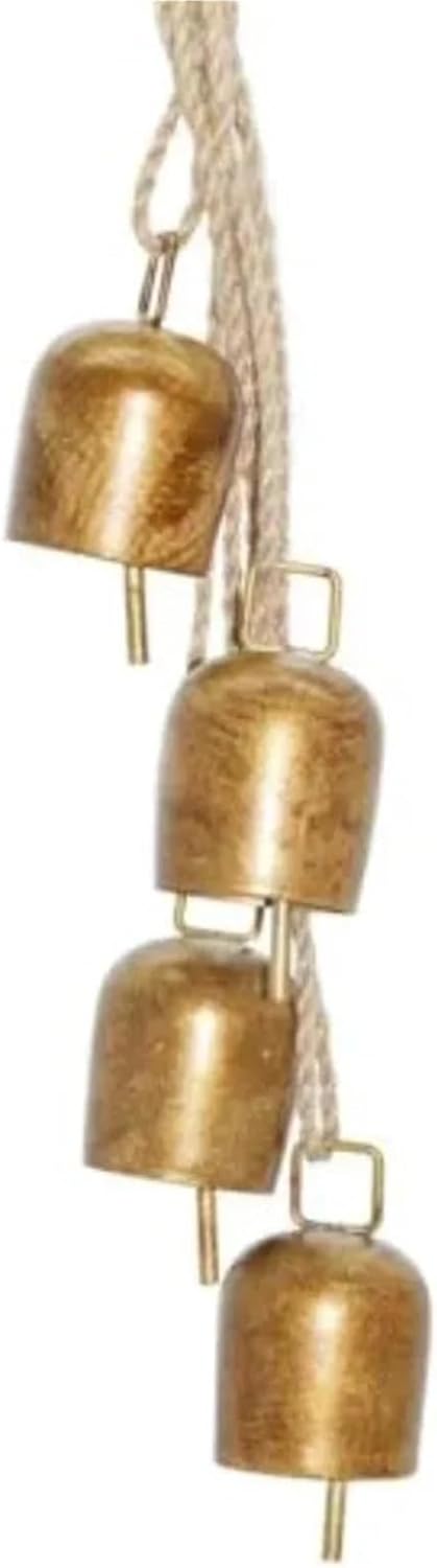Vintage Gold Metal Bells with Jute Rope Decorative Hanging Cow for Christmas Tree Ornaments Door Wreath Wedding Party Decor for Christmas Decor Wreath Garland