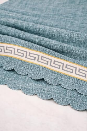 Image of Nightstand Table Tassel Cover, Rustic Rectangle Coffee Table Cloth Suitable for Bedside Table TV Microwave Washing Machine Refrigerator Top Dust Cover Green (Pack of 2, 35x90 CM)