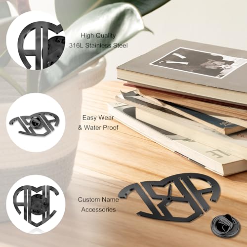 Image of Custom Lapel Pin for Women Men - Name Brooch Pin Personalized Stainless Steel for Wedding Business Party - Gold /Silver /Black Customized Jewelry Gifts