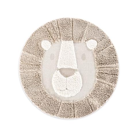 DomDeco Kinderteppich Rund Löwe Braun-Weiß Cover