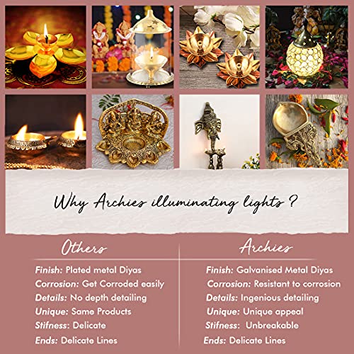 Image of Archies Akhand Diya Brass Metal Diyas Light Lamp (Standard Size, AKDMT03152)