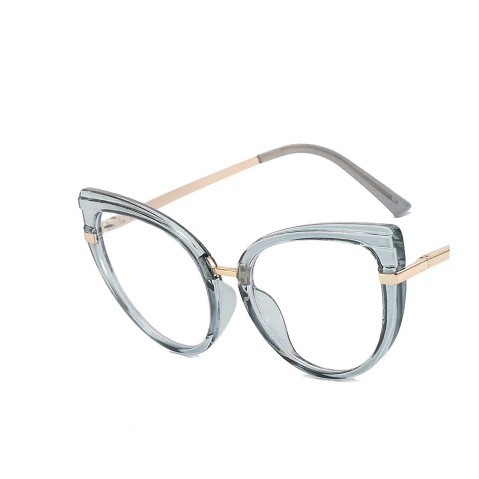 KLJUddGY Cat Glasses Blocking Eyewear Frames Geometric Spectacles for Computer Non Prescription Eyeglasses Fashion Reading Glasses Cateye(Clear Gray Clear)